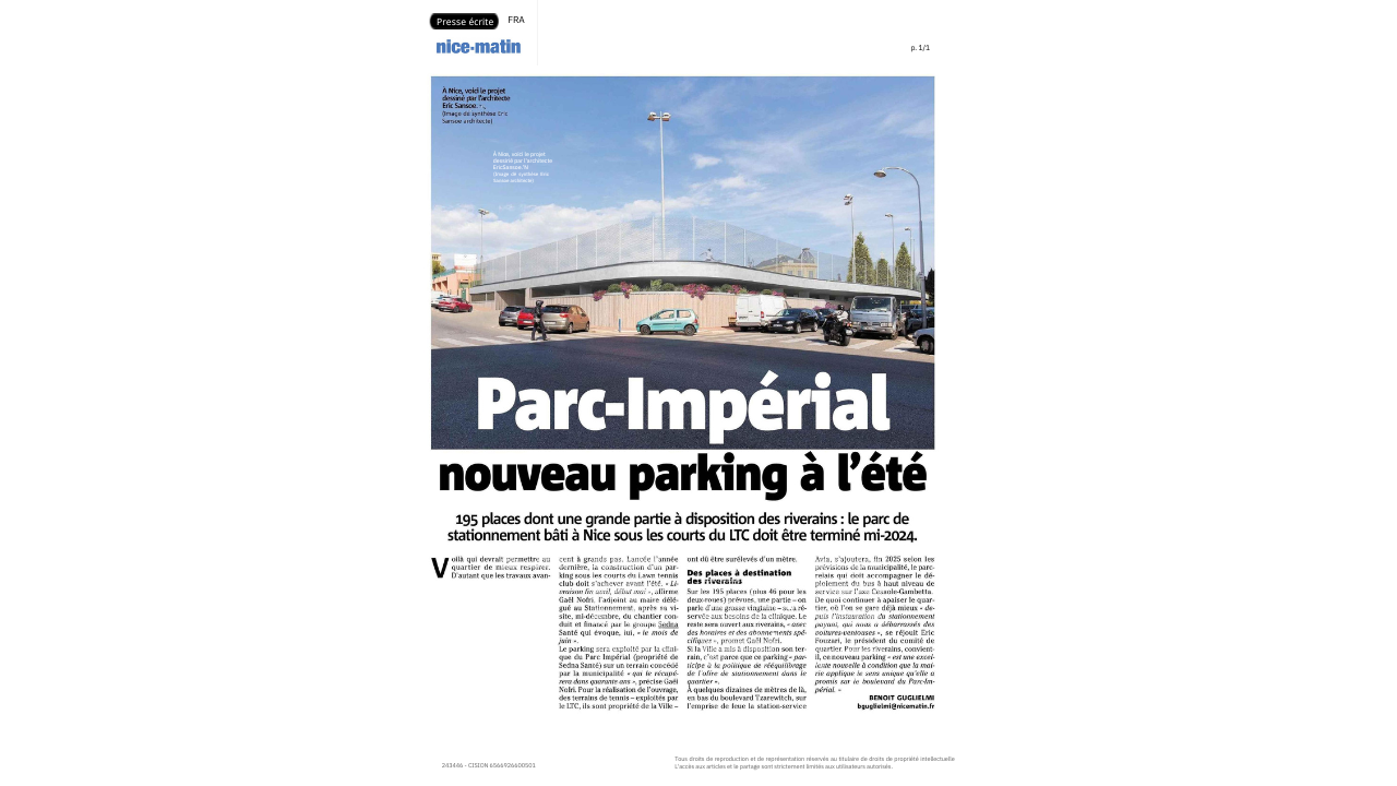 Nouveau Parking en construction Nice-Parc Impérial